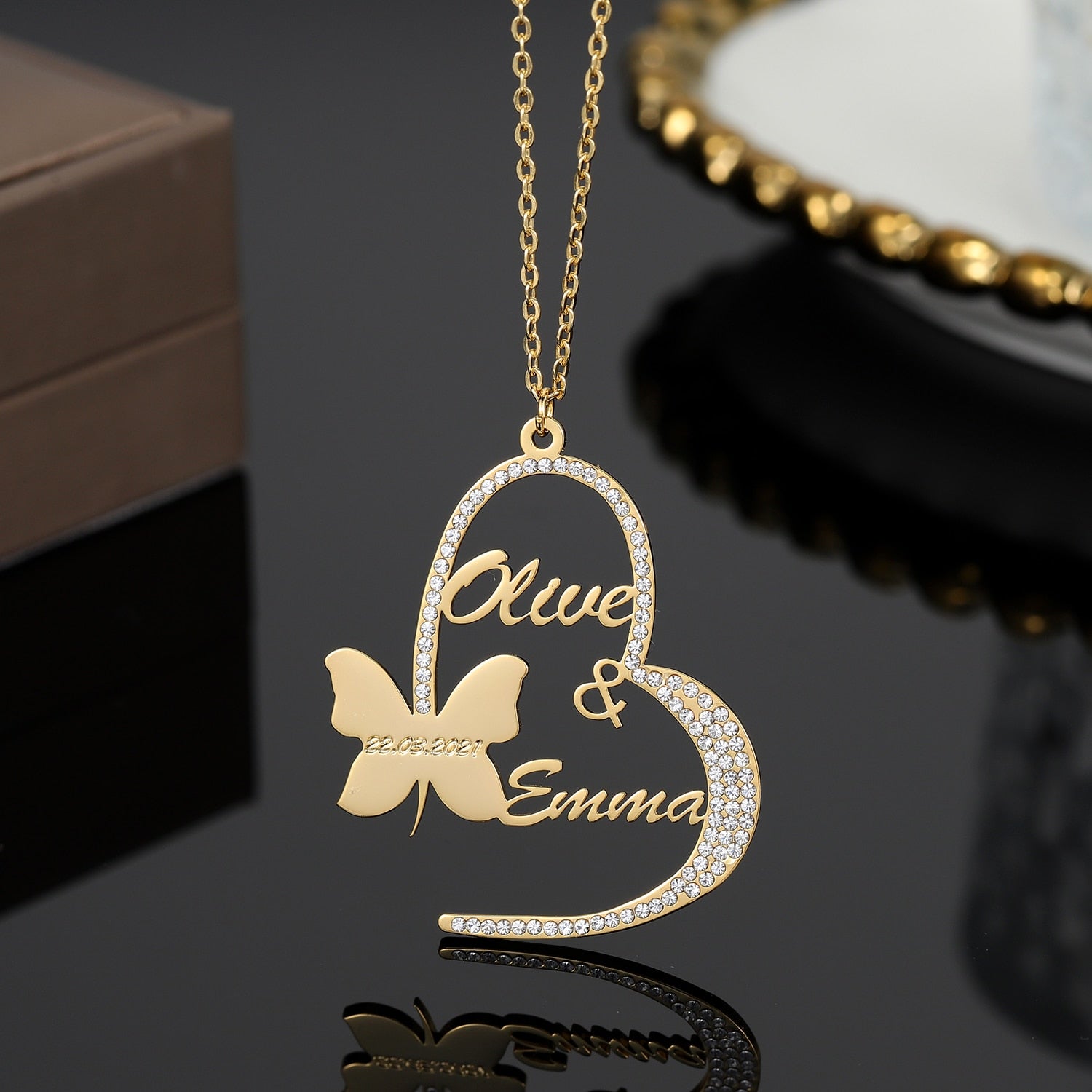 Forever Personalized Double Name Butterfly Necklace Chantel The Label